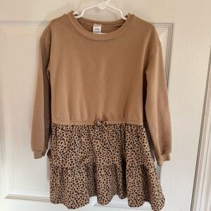 Carter’s Girls 5T Dress Long Sleeve Leopard Print Tiered Sweatshirt Casual Play